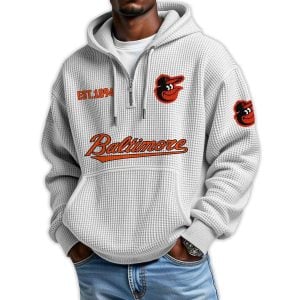 Orioles Est 1894 Quarter Zip Waffle Hoodie4