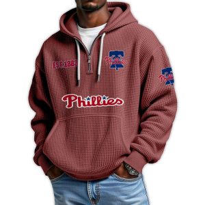 Phillies Est 1883 Quarter Zip Waffle Hoodie