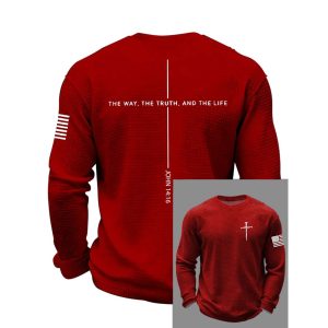 Mens Jesus The Way The Truth The Life Cross Waffle Long Sleeve T Shirt4