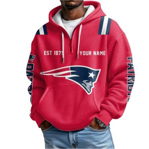 Personalized New England Football Est 1879 Quarter Zip Waffle Hoodie1