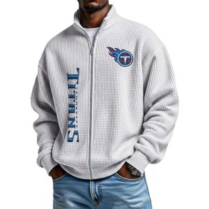 Titans Football Waffle Zip Up Sweatshirt1