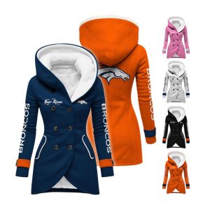 Personalized Broncos Long Hooded Fleece Jacket