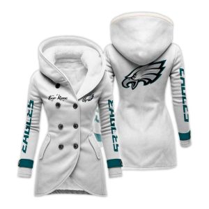 Personalized Eagles Long Hooded Fleece Jacket1