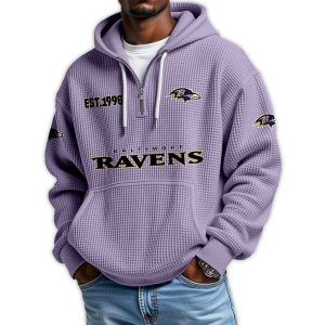Ravens Est 1998 Quarter Zip Waffle Hoodie