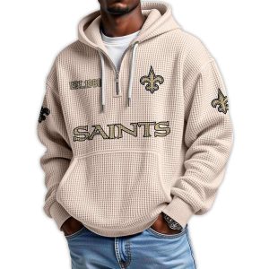 Saints Est 1966 Quarter Zip Waffle Hoodie4