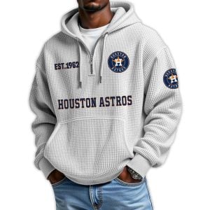 Astros Est 1962 Quarter Zip Waffle Hoodie4