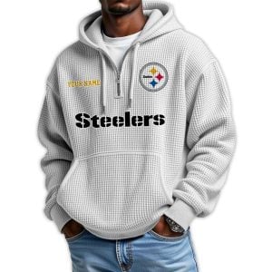 2025 Personalized Steelers Quarter Zip Waffle Hoodie1