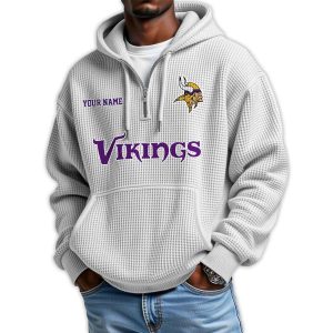 2025 Personalized Vikings Quarter Zip Waffle Hoodie1