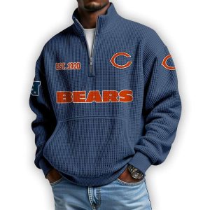 Bears Est 1920 Waffle Stand Collar Half Zip Sweatshirt 3 Bears Est 1920 Waffle Stand Collar Half Zip Sweatshirt3