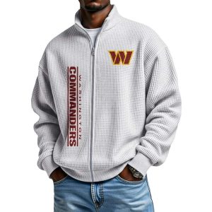 Commanders Football Waffle Zip Up Sweatshirt1