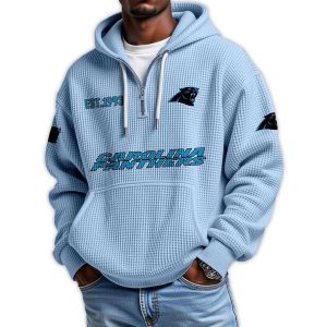 Panthers Est 1993 Quarter Zip Waffle Hoodie4