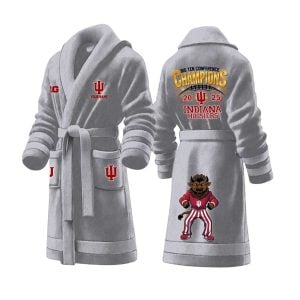 Indiana Football 2025 Big Ten Conference Champions Fleece Bathrobe3