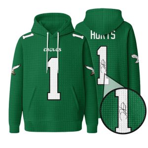 Eagles Jalen Hurts 1 Signature Waffle Hoodie