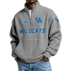 Wildcats Football Est 1881 Waffle Stand Collar Half Zip Sweatshirt 2 Wildcats Football Est 1881 Waffle Stand Collar Half Zip Sweatshirt2