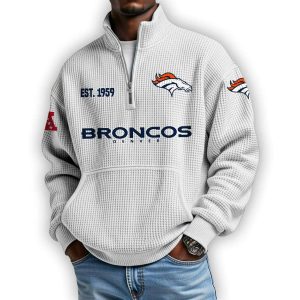 Broncos Est 1959 Waffle Stand Collar Half Zip Sweatshirt4