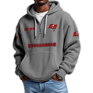 Buccaneers Est 1974 Quarter Zip Waffle Hoodie2