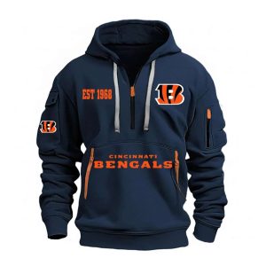 Bengals Est 1968 HOODIE HALF ZIPPER1