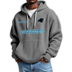 2025 Personalized Panthers Quarter Zip Waffle Hoodie3