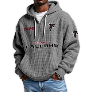 Falcons Est 1965 Quarter Zip Waffle Hoodie1