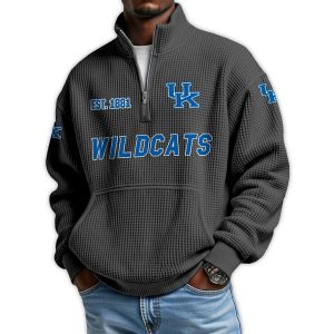 Wildcats Football Est 1881 Waffle Stand Collar Half Zip Sweatshirt 1 Wildcats Football Est 1881 Waffle Stand Collar Half Zip Sweatshirt1