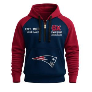 Personalized Patriots Est 1960 6X SB Champions Half Zip Hoodie