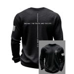 Jesus The Way The Truth The Life Cross Waffle Long Sleeve T-Shirt