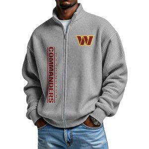 Commanders Football Waffle Zip Up Sweatshirt4