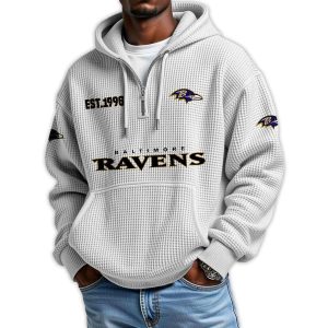 Ravens Est 1998 Quarter Zip Waffle Hoodie4