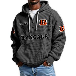Bengals Est 1967 Quarter Zip Waffle Hoodie