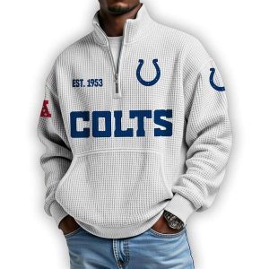 Colts Est 1953 Waffle Stand Collar Half Zip Sweatshirt4