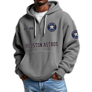 Astros Est 1962 Quarter Zip Waffle Hoodie3