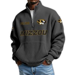 Missouri Football Est 1890 Waffle Stand Collar Half Zip Sweatshirt