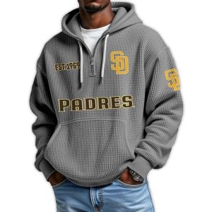 Padres Est 1969 Quarter Zip Waffle Hoodie2