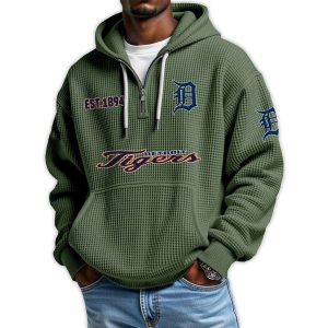 Tigers Est 1894 Quarter Zip Waffle Hoodie2