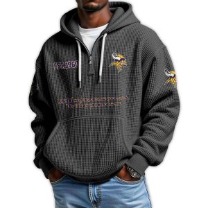 Vikings Est 1960 Quarter Zip Waffle Hoodie1