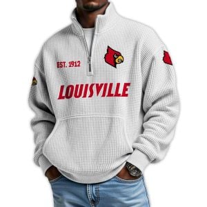 Louisville Football Est 1912 Waffle Stand Collar Half Zip Sweatshirt 4 Louisville Football Est 1912 Waffle Stand Collar Half Zip Sweatshirt4