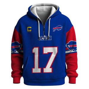 Captain Allen 17 Bills Quarter Zip Waffle Hoodie1