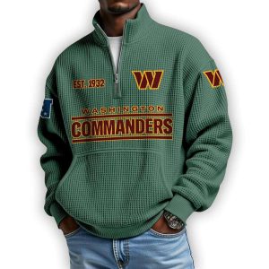 Commanders Est 1932 Waffle Stand Collar Half Zip Sweatshirt1