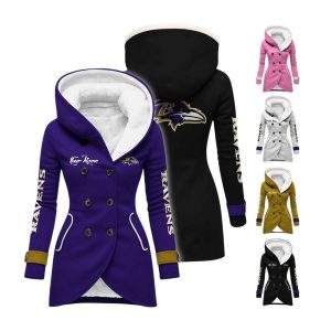 Personalized Ravens Long Hooded Fleece Jacket