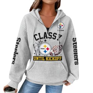 Personalized Steelers Classy Until Kickoff Waffle Quarter Zip Hoodie 4 Personalized Steelers Classy Until Kickoff Waffle Quarter Zip Hoodie4