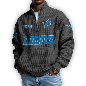 Lions Est 1930 Waffle Stand Collar Half Zip Sweatshirt 1 Lions Est 1930 Waffle Stand Collar Half Zip Sweatshirt1