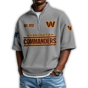 Commanders Est 1932 Waffle Stand Collar Half Zip Polo Shirt2