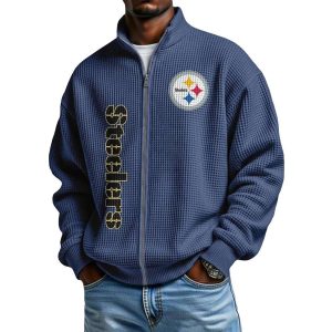 Steelers Football Waffle Zip-Up Sweatshirt 3 Steelers Football Waffle Zip Up Sweatshirt3