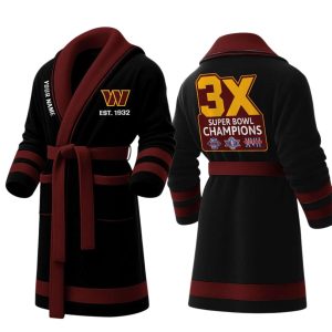 Personalized Commanders Est 1932 3X SB Champions Fleece Bathrobe 1