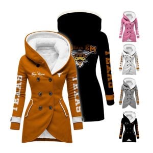 Personalized Longhorns Long Hooded Fleece Jacket
