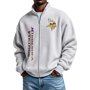 Vikings Football Waffle Zip Up Sweatshirt1