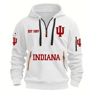 Indiana Football Est 1887 Hoodie Half Zipper