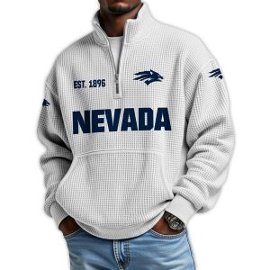 Nevada Football Est 1896 Waffle Stand Collar Half Zip Sweatshirt4