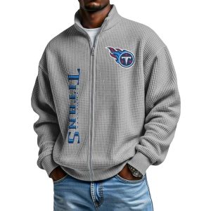 Titans Football Waffle Zip Up Sweatshirt4