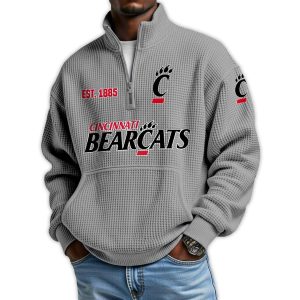 Bearcats Football Est 1885 Waffle Stand Collar Half Zip Sweatshirt 3 Bearcats Football Est 1885 Waffle Stand Collar Half Zip Sweatshirt3